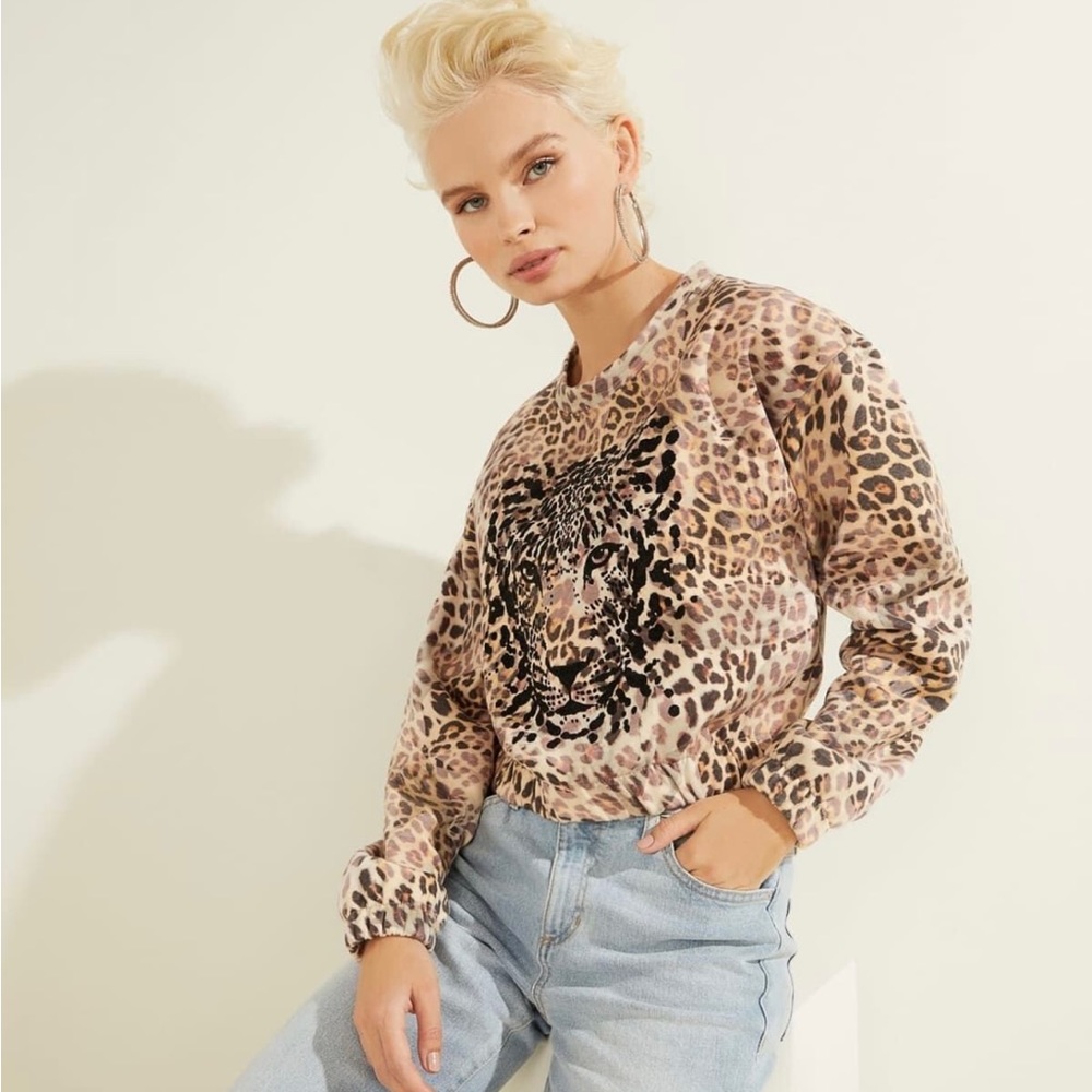 Guess Animal Print, Cropped Sweater.